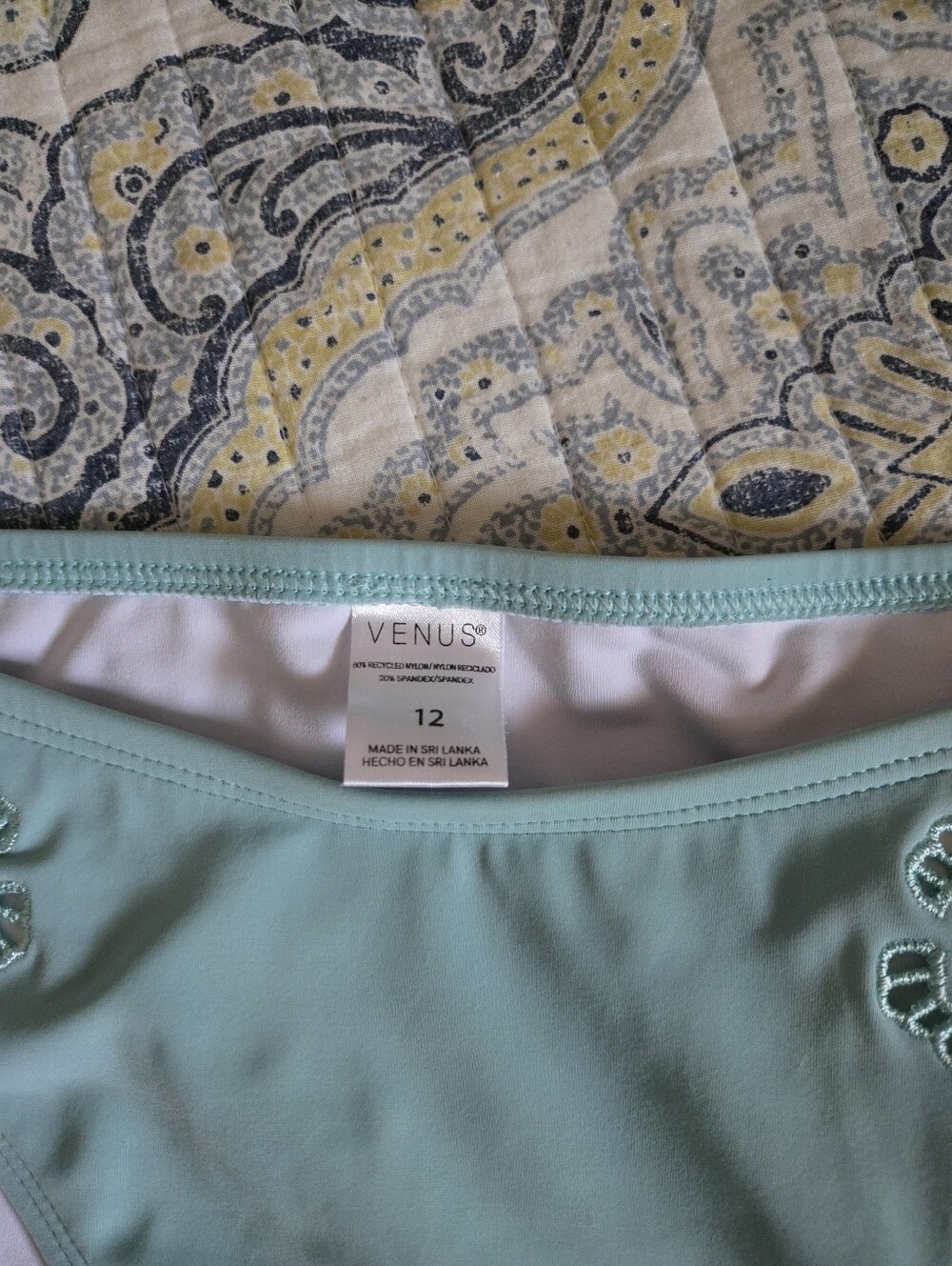 Venus size 12 Aqua Cutout Embroidered Triangle Bikini Set - Picture 4 of 5